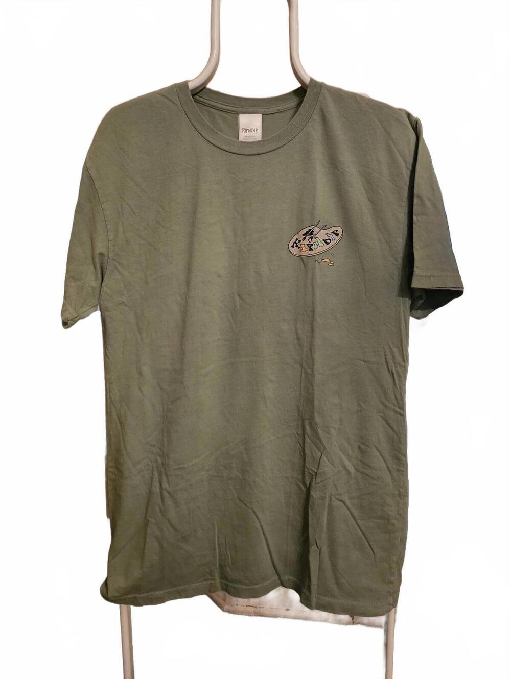 New - RIPNDIP Art Club Tee (Dusty Sage) cat painting Frida T-SHIRT SZ M - NWOT